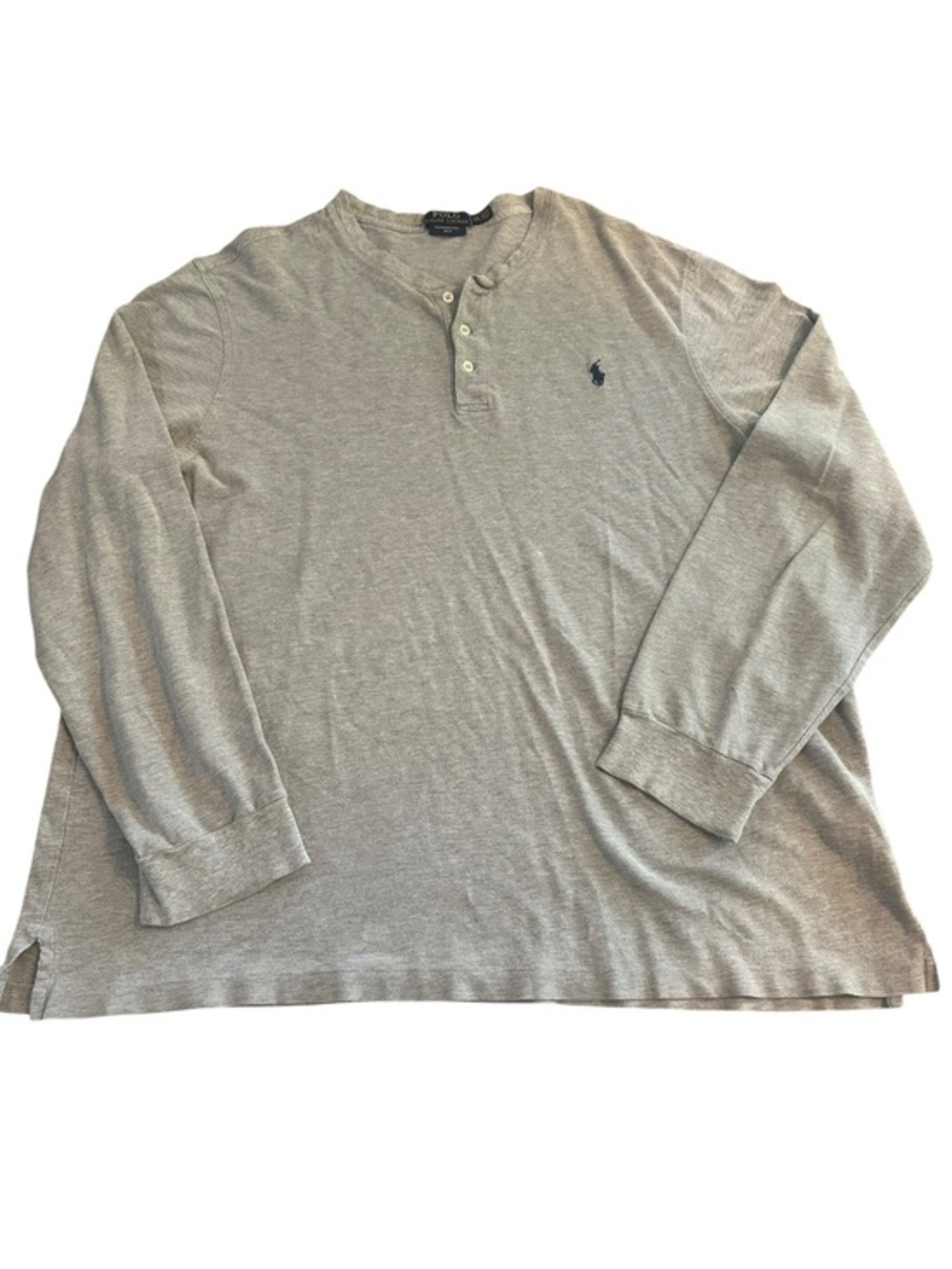 POLO Ralph Lauren Long Sleeve Featherweight Henley Shirt Mens XXL Light Gray